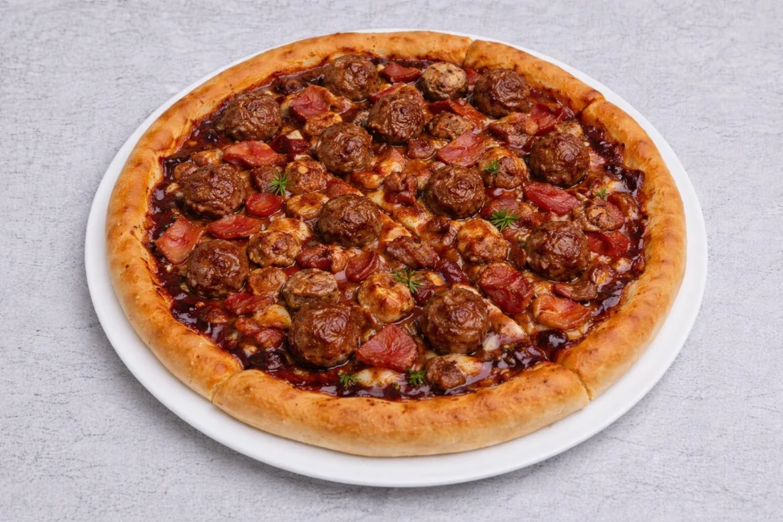 Spicy meat feast pizza