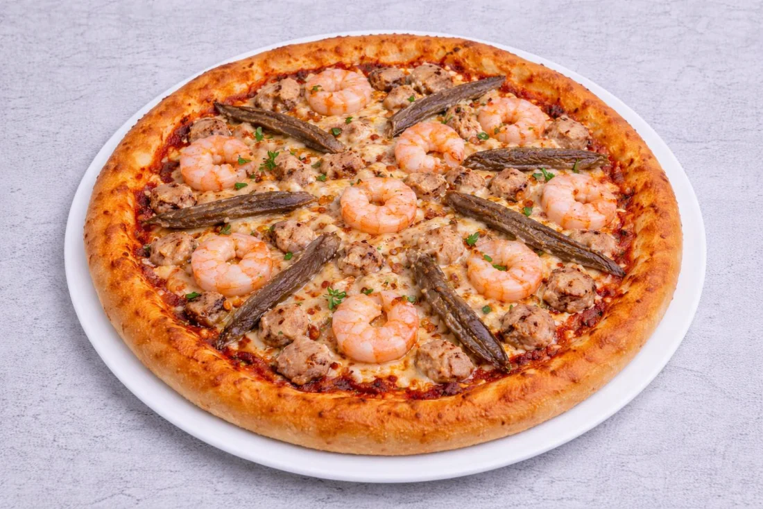 Prawn & seafood pizza